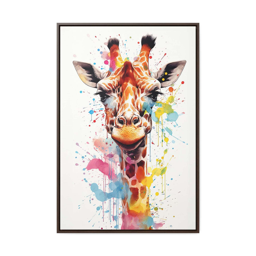 Giraffe Splatter Portrait (Framed Canvas Print)