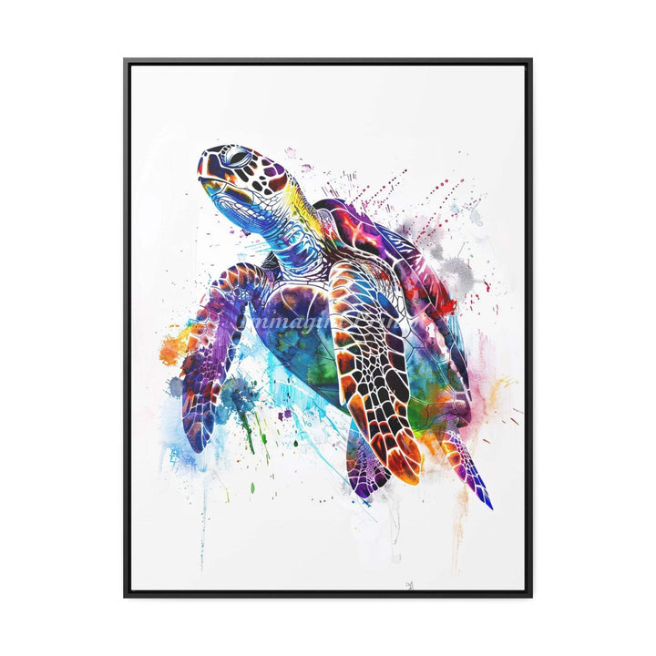 Sea Turtle Splatter Portrait (Framed Canvas Print)