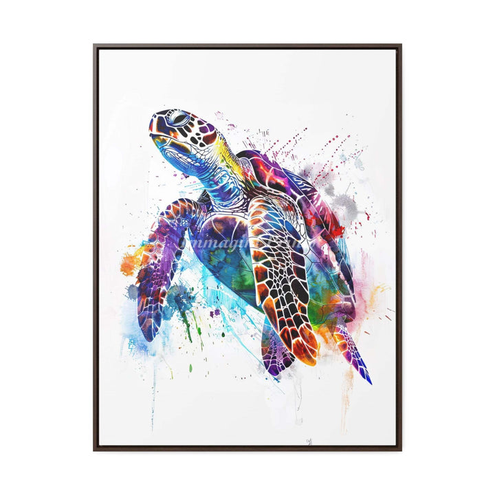 Sea Turtle Splatter Portrait (Framed Canvas Print)