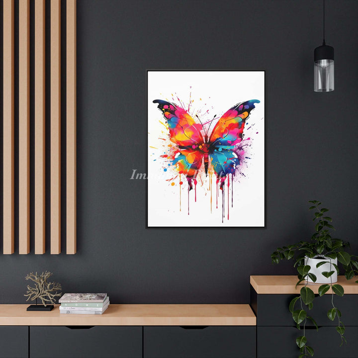 Butterfly Splatter Portrait (Framed Canvas Print)