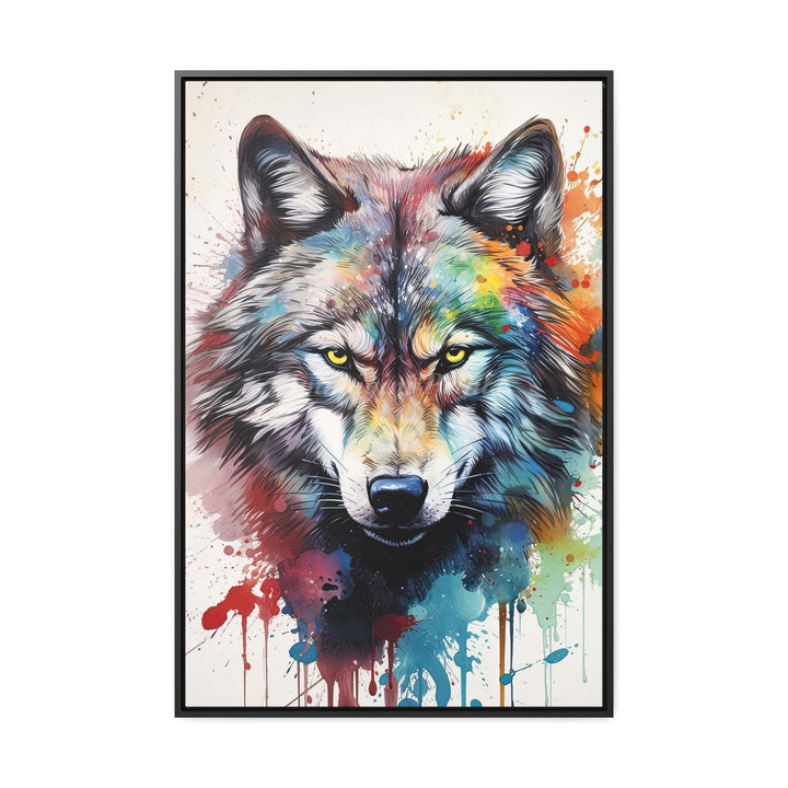 Wolf Splatter Portrait (Framed Canvas Print)