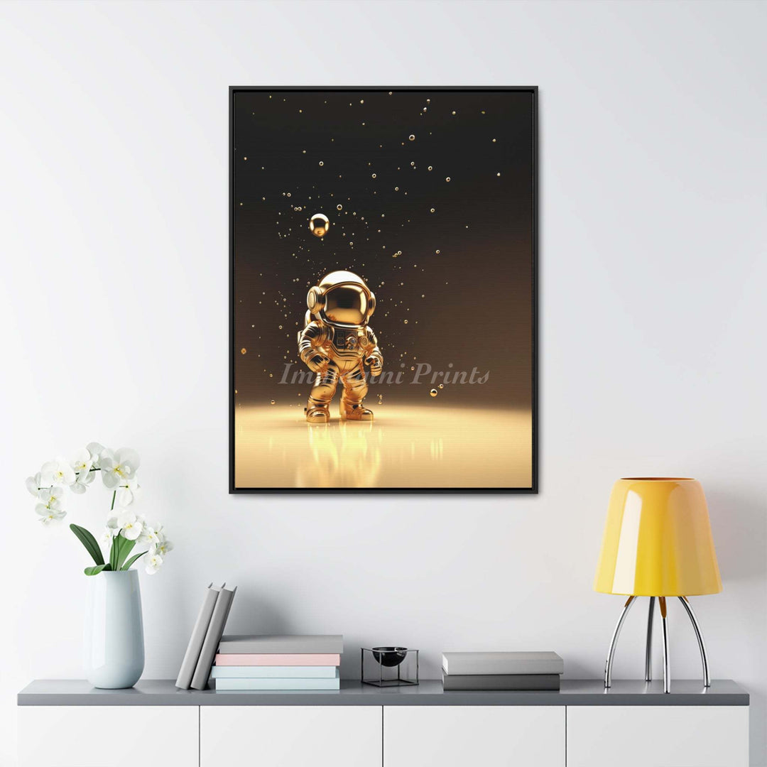 The Golden Astronaut (Framed Canvas Print)