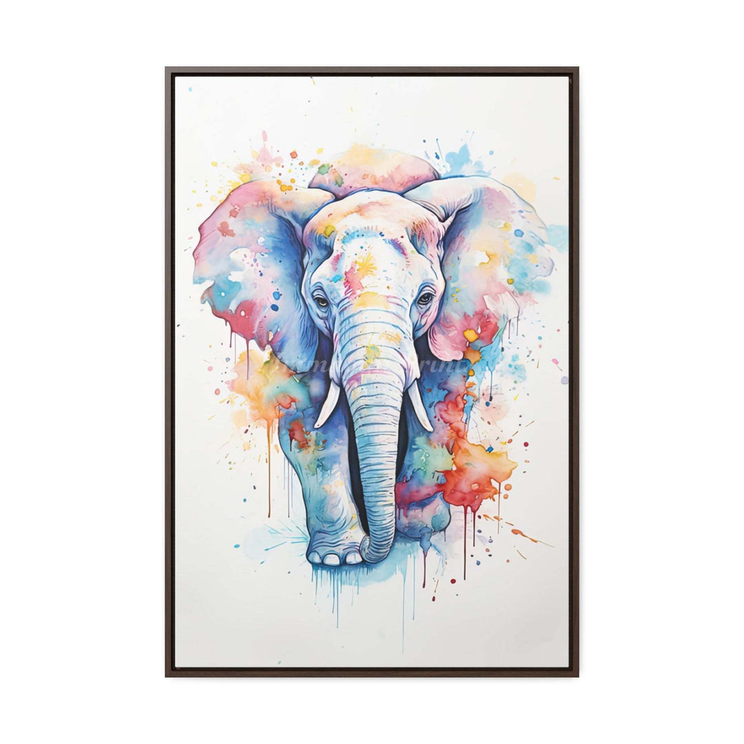 Elephant Splatter Portrait (Framed Canvas Print)