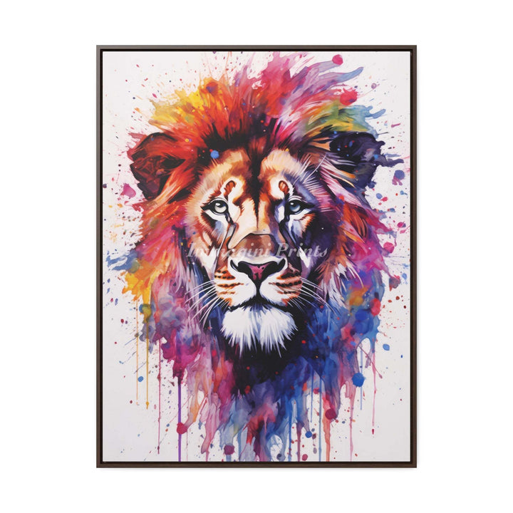 Lion Splatter Portrait (Framed Canvas Print)