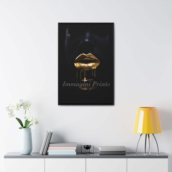 The Golden Lips (Framed Canvas Print)