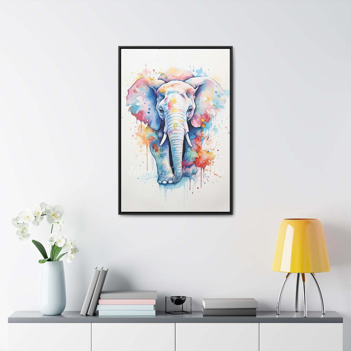 Elephant Splatter Portrait (Framed Canvas Print)