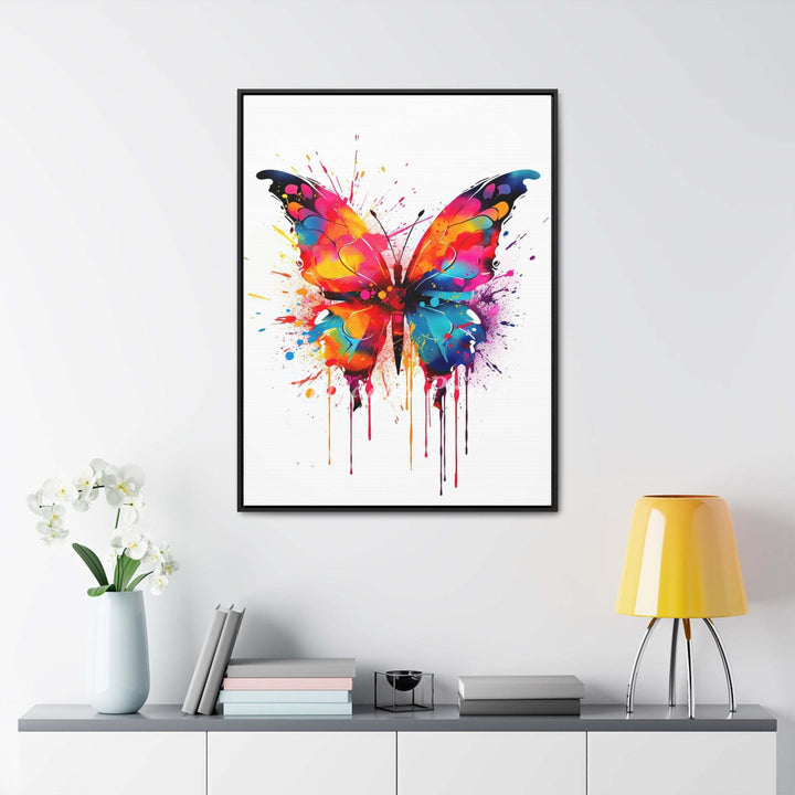 Butterfly Splatter Portrait (Framed Canvas Print)