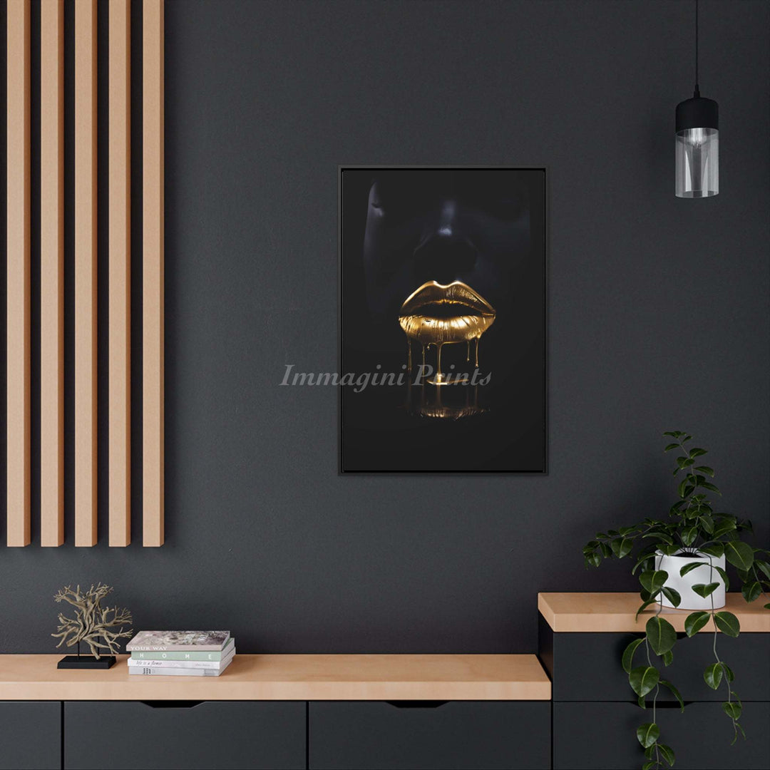 The Golden Lips (Framed Canvas Print)