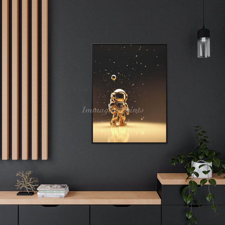 The Golden Astronaut (Framed Canvas Print)