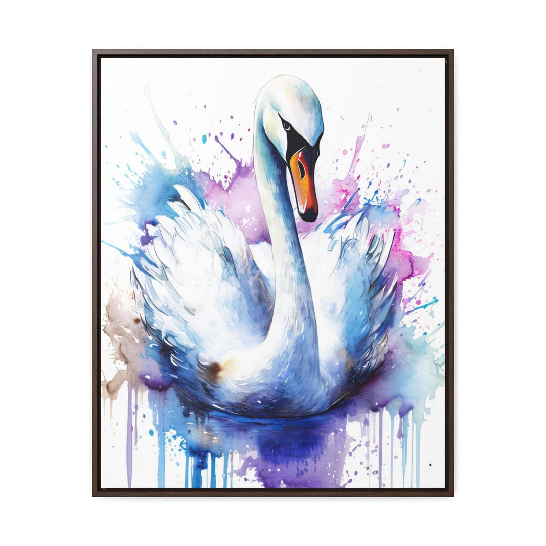 Swan Splatter Portrait (Framed Canvas Print)