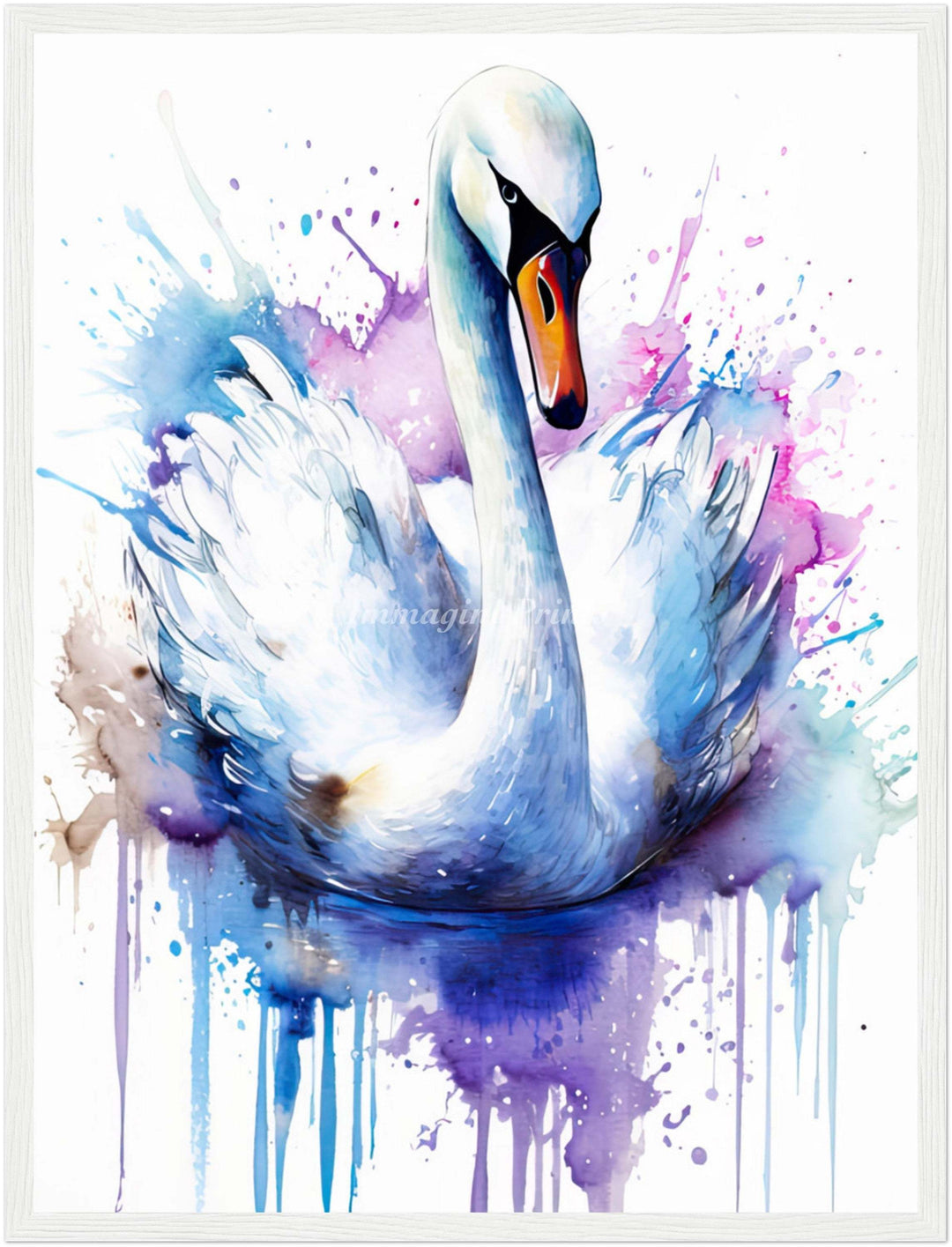 Swan Splatter Portrait (Framed Art Print)