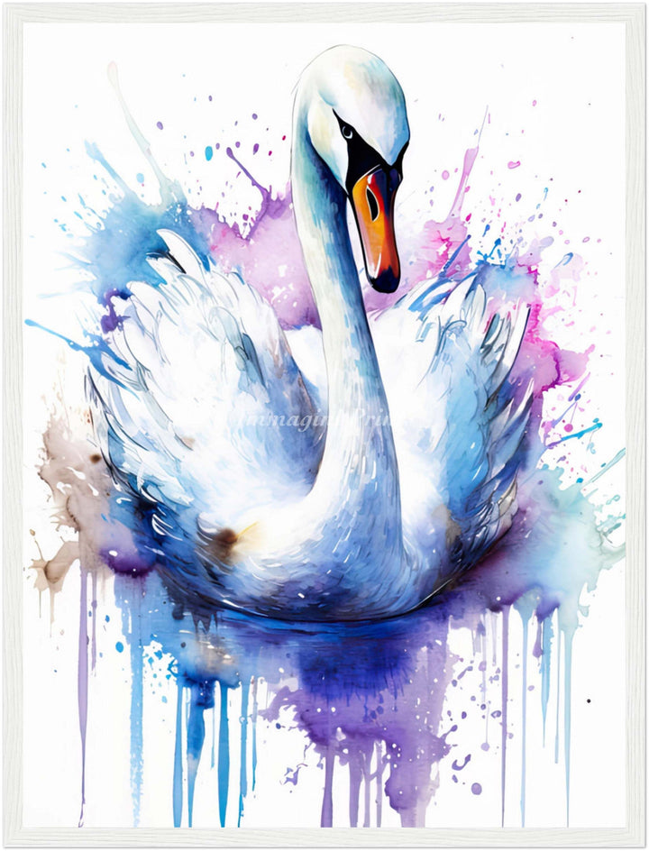 Swan Splatter Portrait (Framed Art Print)