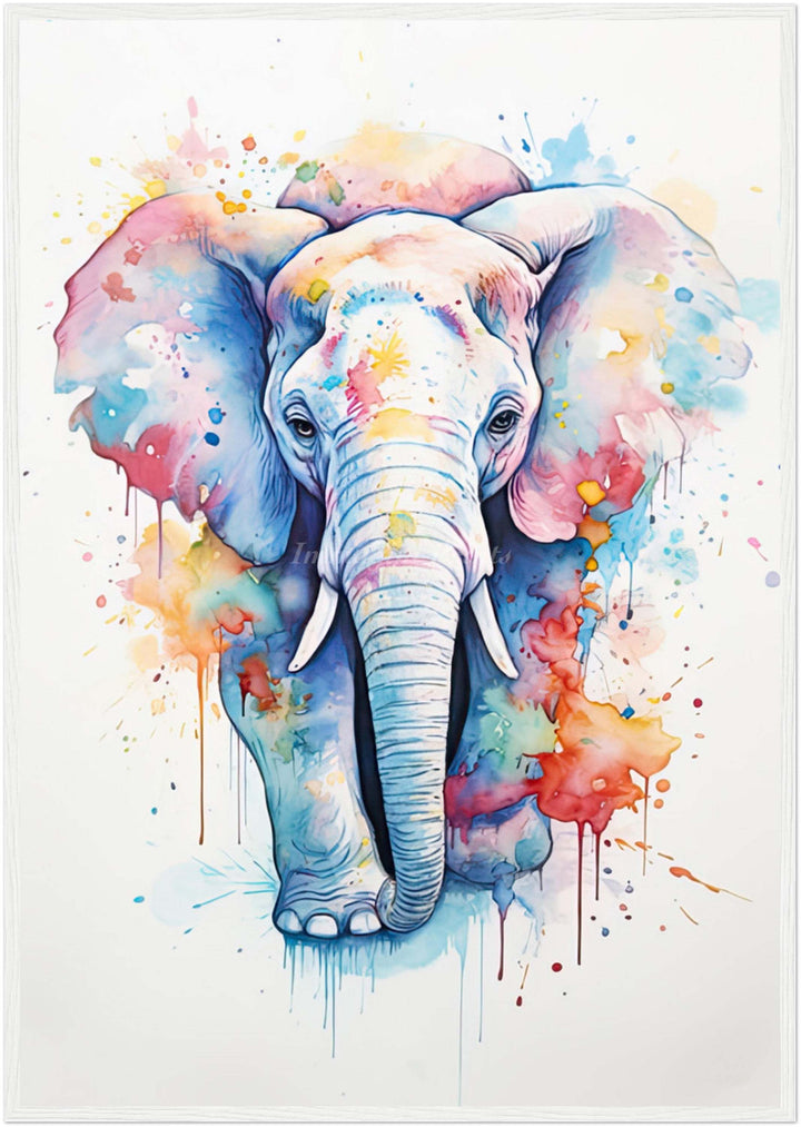 Elephant Splatter Portrait (Framed Art Print)