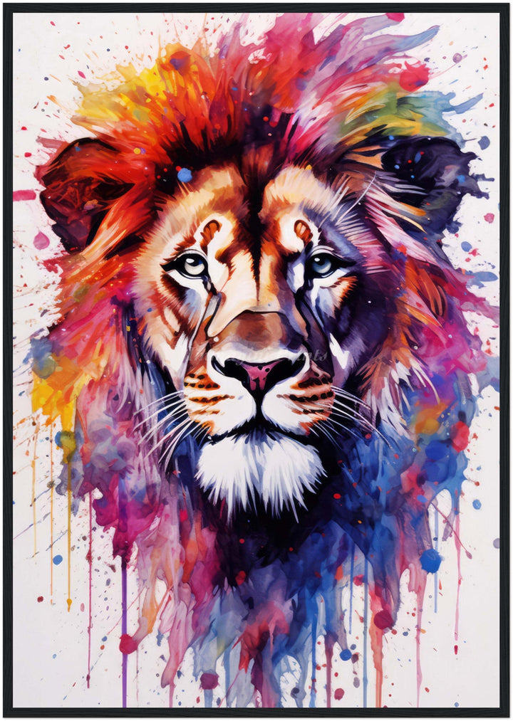 Lion Splatter Portrait (Framed Art Print)