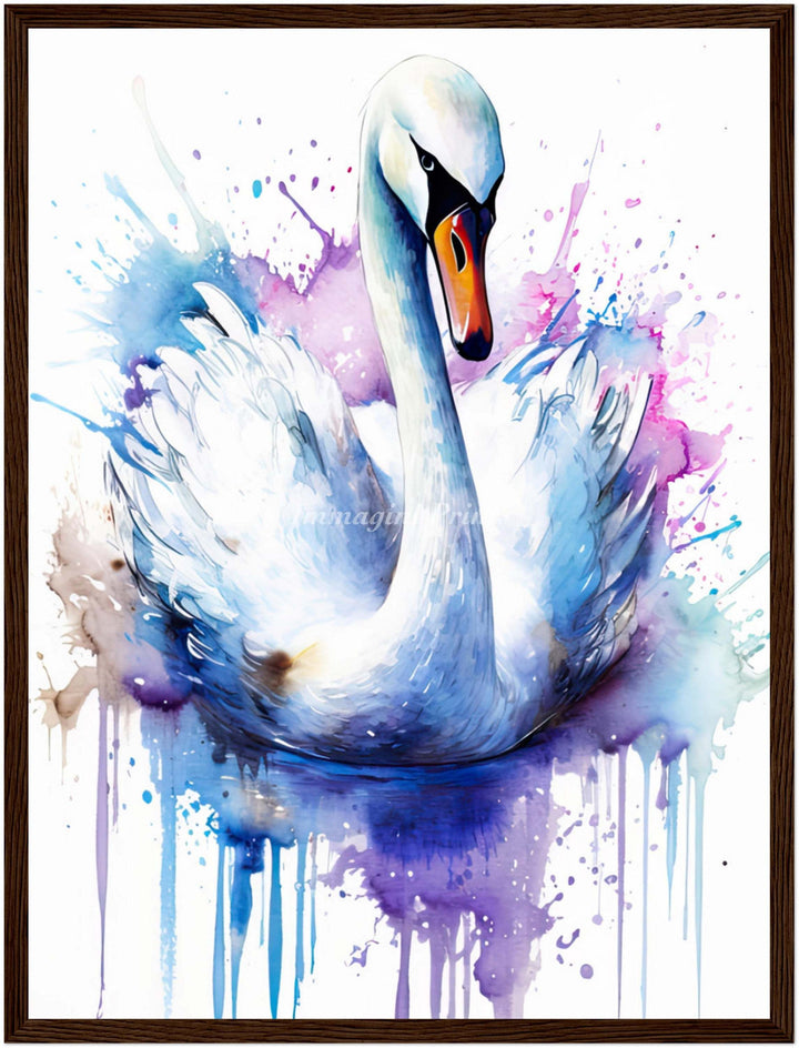 Swan Splatter Portrait (Framed Art Print)