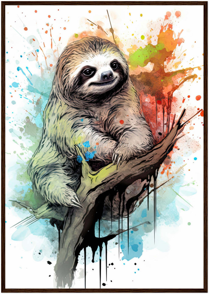 Sloth Splatter Portrait (Framed Art Print)