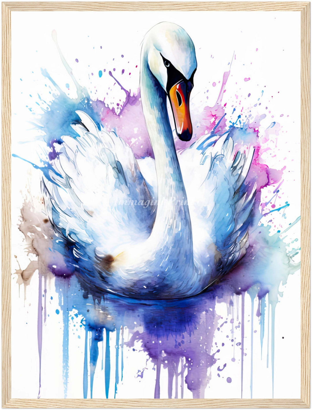 Swan Splatter Portrait (Framed Art Print)