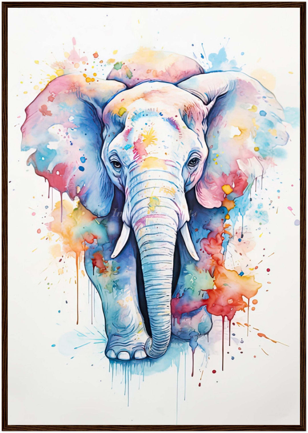 Elephant Splatter Portrait (Framed Art Print)