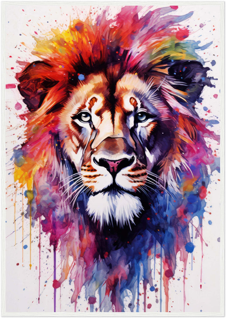 Lion Splatter Portrait (Framed Art Print)