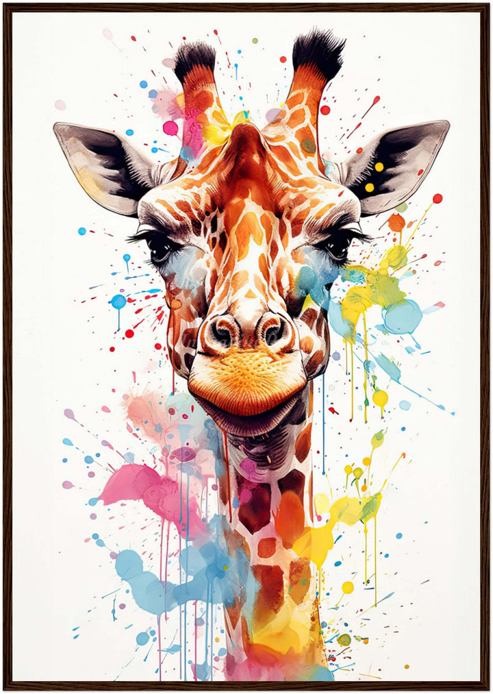 Giraffe Splatter Portrait (Framed Art Print)